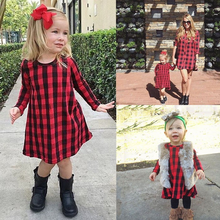 baby red check dress