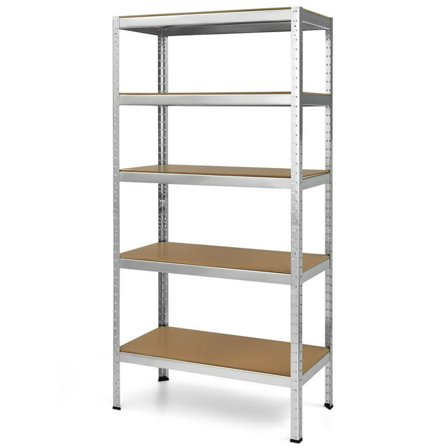 Gymax 72'' Steel 5-tier Garage Shelf Metal Storage Adjustable Unit Silver