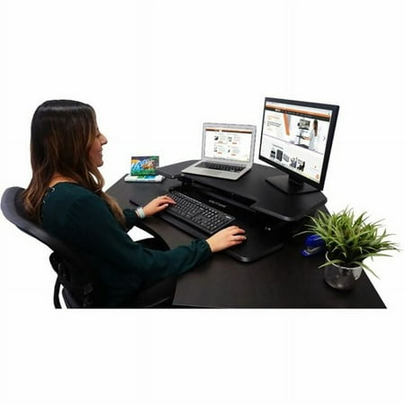 Victor - High Rise Height Adjustable Corner Standing Desk with Removable Keyboard Tray - Black