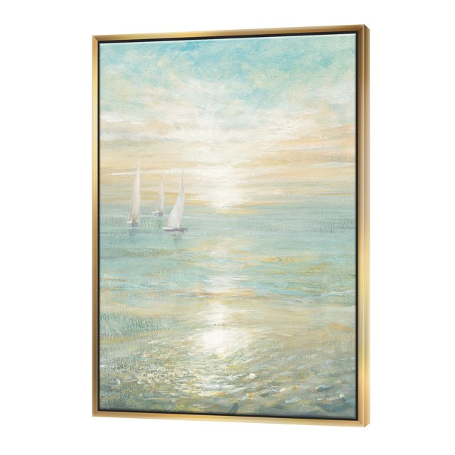 Designart - Sunrise Boat I - Nautical & Coastal Framed Canvas