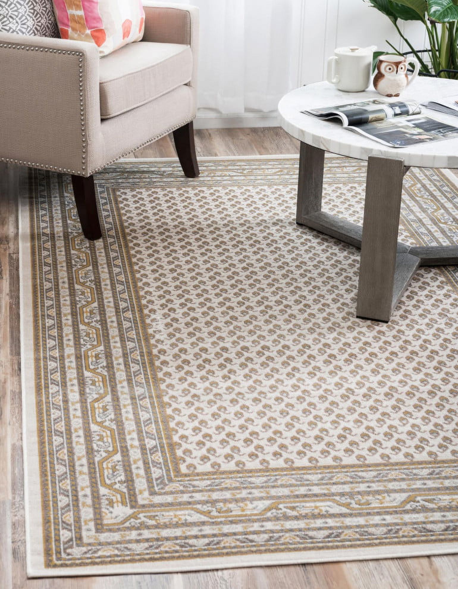 Unique Loom Indoor Rectangular Geometric Traditional Area Rugs Beige/Yellow/Off-White, 10' 0 x 13' 0 - image 3 of 4