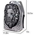 thumbnail image 2 of Mochila para portátil Kiisy 3D de piel de león a la moda para viajes, negra, 2 of 9