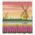 thumbnail image 3 of Ambesonne Amsterdam Shower Curtain, Bi-color Tulips Windmills, 69"Wx75"L, Multicolor, 3 of 3