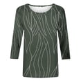 thumbnail image 4 of Womens Tops 3/4 Sleeve Round Neck Printed Shirts Casual Summer T-Shirts Army Green M, 4 of 6