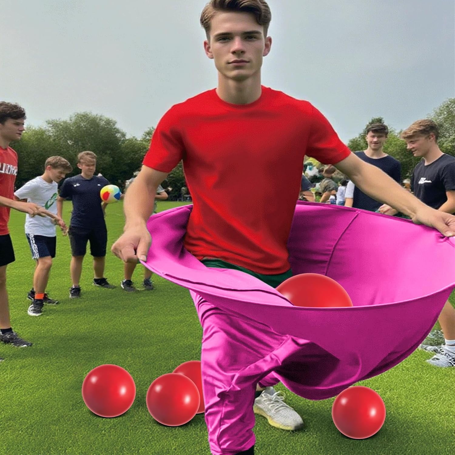 Granny Pants Outdoor Game with 4 Bouncy Balls and 1 Air Pump, Fun Family Reunion & Adult Yard Game for Groups - The Ultimate Backyard Party Tossing & Catching Games