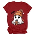 thumbnail image 4 of CAUYDY Women Boo Ghost Halloween Shirt Funny Halloween Tshirts Short Sleeve Graphic Tee Tops(Z02-Red,XL), 4 of 5