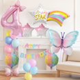 thumbnail image 3 of Set de globos para decoración de cumpleaños, Pink Butterfly Girl, 4 unidades, 3 of 5