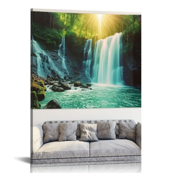 BCIIG Waterfall Fine Art Aesthetic Poster & Print Wall Painting for Home Office Decor 12x16 in