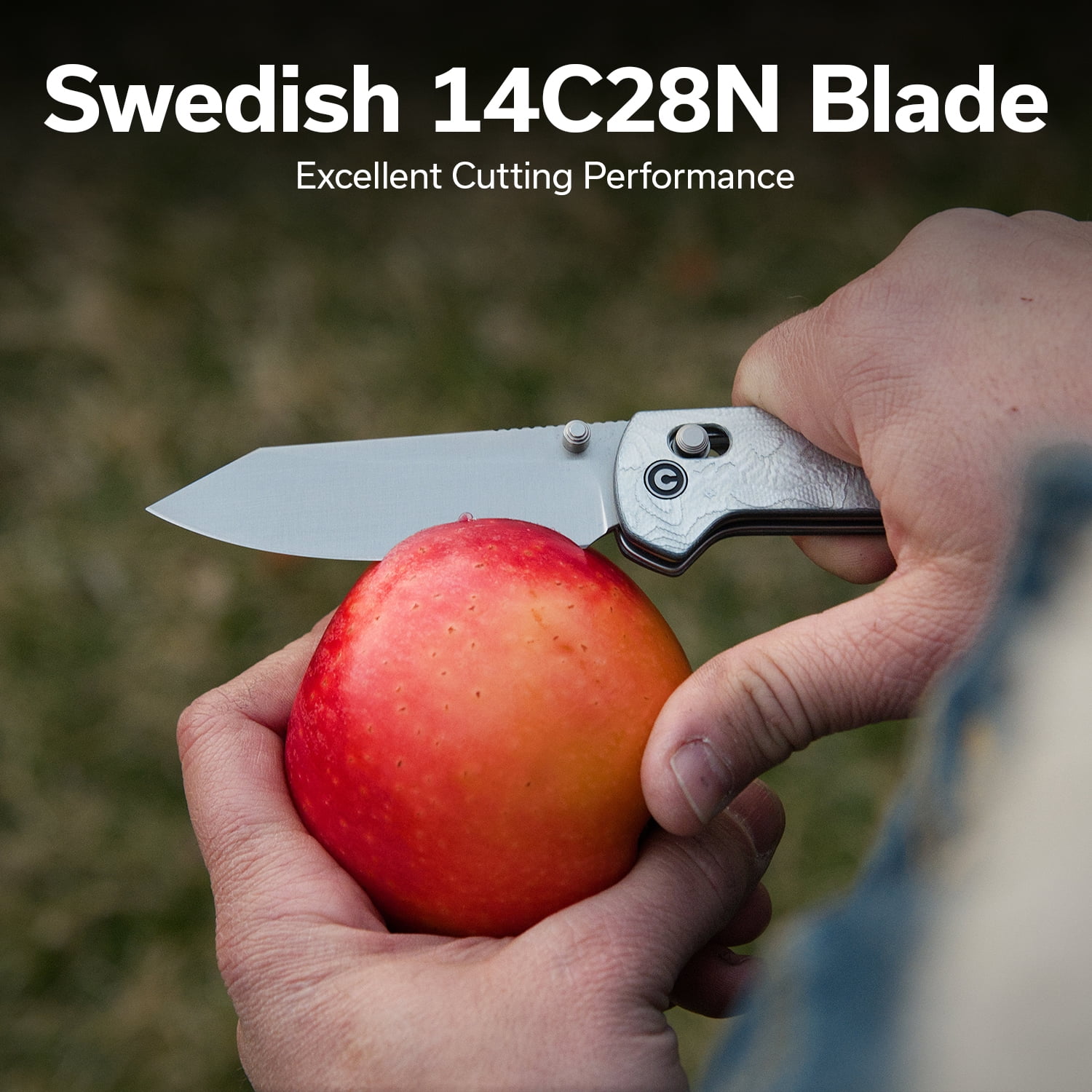 CIVIVI Over Yonder Pocket Knife Folding Knife with 3.35" Satin Finished 14C28N Blade Thumb Stud & Crossbar Lock Knife G10 With Aluminum Foil Handle C25027-2
