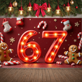 thumbnail image 6 of Lighted Numbers Christmas Banner Gingerbread Man 67th Display Christmas Tree Candy Cane Xmas Backdrop for Christmas Party 67th Birthday Celebration Holiday Gathering, 6 of 9