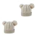 thumbnail image 3 of Sonducket Sombrero Pompones esponjosos Bolas Diseño de doble capa Sombrero Buena retención de calor Gran elasticidad Gorras para niños Beige Type2 NO2, 3 of 6