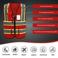 thumbnail image 3 of AYKRM Red High Vis Reflective Safety Vest for Women Men Security Pocket Zipper, 3 of 5