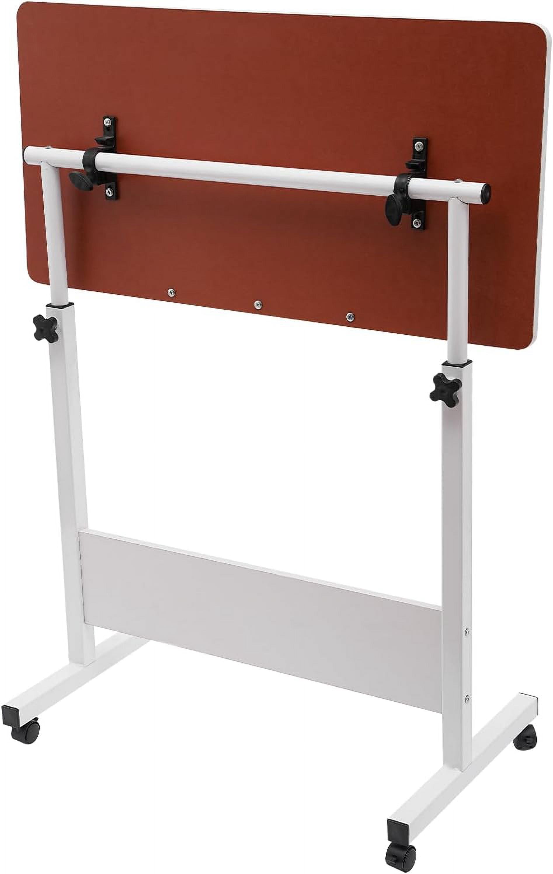 Height Adjustable Portable Small Spaces Standing Desk with 4 Wheels, White