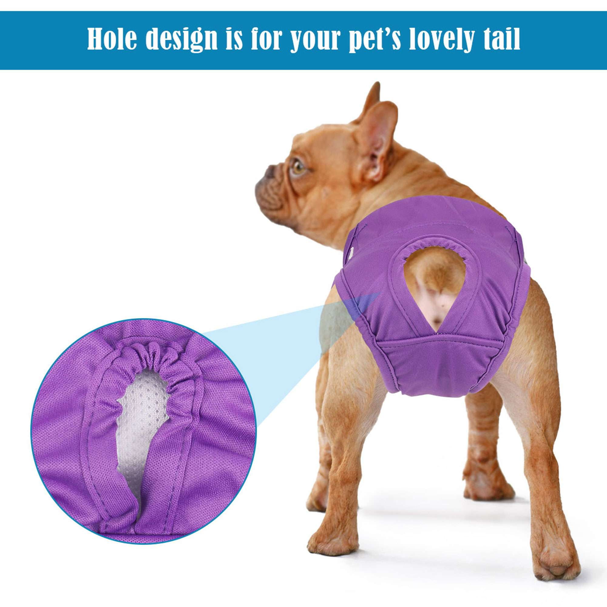 PULLIMORE Reusable Washable Dog Diapers Pack of 3, Thickened Highly Absorbent Pet Physiological Pant for Small Medium Female Dogs