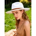 thumbnail image 3 of Deago Womens Classic Wide Brim Floppy Panama Hat with Belt Buckle Wool Fedora Hat (Black), 3 of 8
