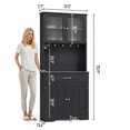 thumbnail image 2 of Aiho Kitchen Pantry Cabinet with Countertop Kitchen Hutch Storage Cabinet 71" Tall Pantry Coffee Bar with Storage, Modern Kitchen Hutch with Microwave Stand for Dining Room, Kitchen - Black, 2 of 7
