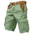 thumbnail image 2 of Nestiefly Mens Cargo Shorts Elastic Waist Cotton Shorts Relaxed Fit Casual Summer Hiking Shorts with Multi Pockets Mint Green 3XL, 2 of 5