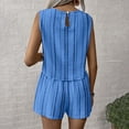 thumbnail image 5 of Women's Summer 2 Piece Short Sets Lounge Sleeveless Top Short Matching Outfits Casual Striped Vacation Sweatsuit Blue S, 5 of 6