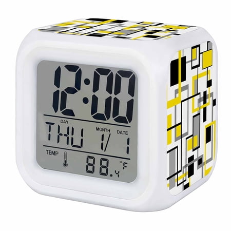 Alarm Clocks Modern Geometric Abstract Digital Clock 7 Color LED Night Light Silent Non Ticking photo Alarm Clocks Modern Geometric Abstract Digital Clock 7 Color LED Night Light Silent Non Ticking