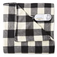 thumbnail image 1 of Biddeford Comfort Knit Fleece Electric Heated Warming Throw Blanket Black White Buffalo, 1 of 1