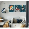 thumbnail image 2 of 3 Pcs Space Nursery Canvas Wall Art Whimsical Outer Space Astronauts Kid Painting Pictures Wall Decor Poster Print Artwork for Boys Room Girls Room Kids Room Decoration, 2 of 6