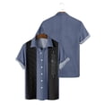 thumbnail image 3 of Mens Shirt Classic Spread Collar Short Sleeve Roll Up Cuff Relaxed Vacation Outdoor Business Casual Outerwear Blue L, 3 of 3