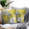 thumbnail image 2 of Yellow Grey Throw Pillow Covers 16x16 Inch Set of 2, Abstract Art Oil Painting Modern Geometric Waterproof Outdoor Pillow Covers, Decorative Cushion Pillowcases for Couch, Sofa, Bed, Garden, Patio, 2 of 9