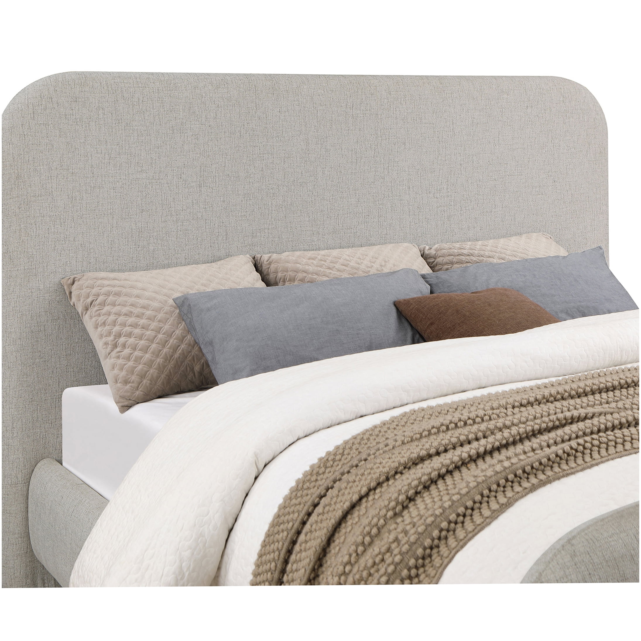 Modern Gray Upholstered Queen Platform Bed with Storage, Fabric Panel Bed Frame, No Box Spring Needed