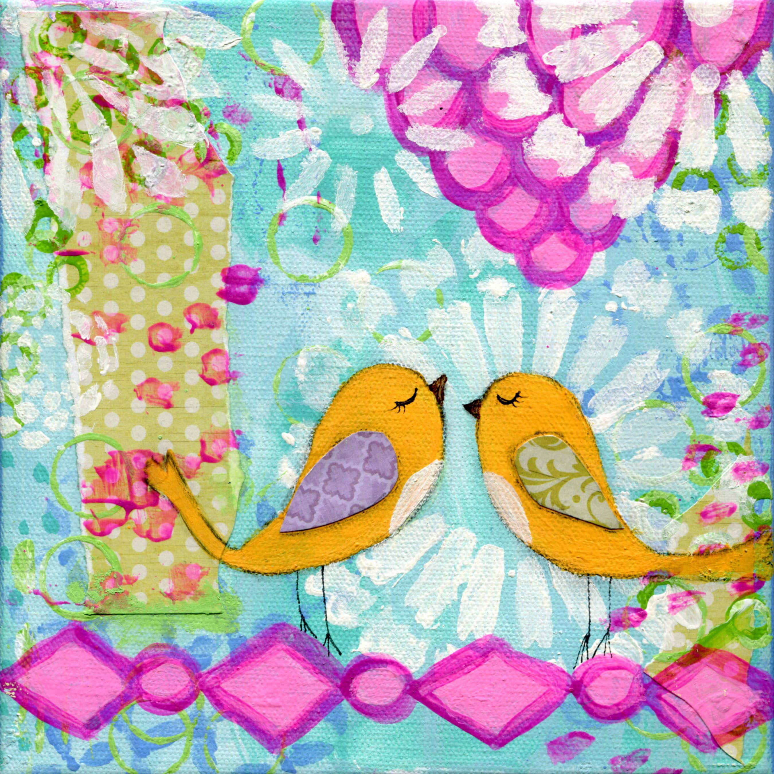 Marmont Hill "Two Orange Birds" by Jill Lambert Painting Print on Wrapped Canvas