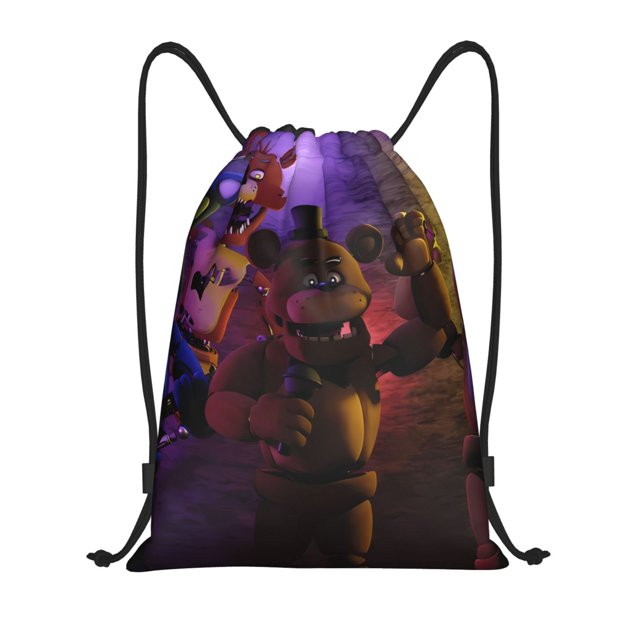 Zufioo Five Nights At Freddy'S Print Sports Cinch Sack Gym String Bags Machine Washable Heavy Duty String Backpack for Men Women-Medium