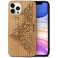 thumbnail image 1 of Case Yard Wooden Case Outside Soft TPU Silicone Slim Fit Shockproof Wood Phone Cover for Girls Boys Men and Women Supports Wireless Charging Tribal Mountains Design case for iPhone-12-Pro-Max, 1 of 7