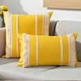 thumbnail image 2 of REGALWOVEN 2 Pcs Decorative Boho Throw Pillow Cover, Modern Textured Tufted Pillow Cover Striped for Couch Bed Sofa Yellow 18" x 18", 2 of 6