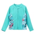 thumbnail image 3 of inlzdz Chemise de Bain UPF 50+ pour Filles, Manches Longues, Protection Éruption Cutanée, Veste à Fermeture Éclair, Vert Menthe 16, 3 of 7