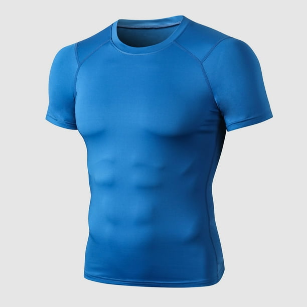 Camiseta deportiva para hombre, camisetas delgadas elásticas de secado rápido, cuello redondo, manga Abanopi Camiseta de los hombres