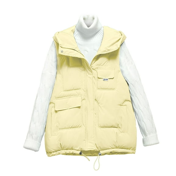 Gamivast Hooded Quilted Vest for Women Loose Sleeveless Zip up Padded Jackets Warm Winter Button Drawstring Hem Vest with Multiple Pockets Fall Fashion 2025 Outerwear
