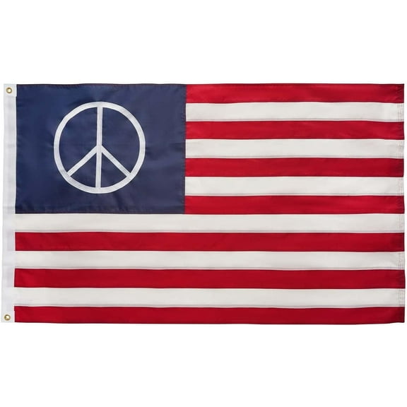 American Peace Flag 3x5 ft for Outdoors, USA Civil Peace Sign Flag , Double Sided United States American Peaceful Flags with 2 Brass Grommets