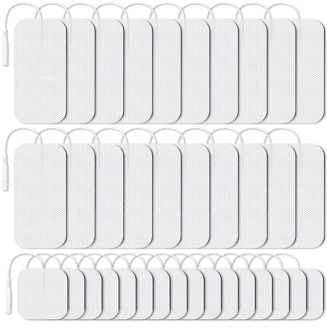 AUVON 36-Pack TENS Unit Replacement Pads for TENS Unit, 2 Sizes Electrodes Pads Combination Set, Reusable and Latex Free Pigtail TENS Pads Compatible