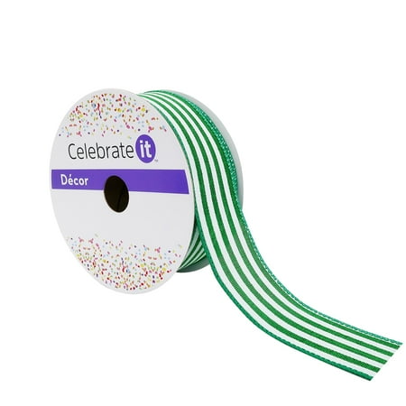 UPC: 0191518419160 | 1.5 Stripe Faux Linen Wired Ribbon by Celebrate It™