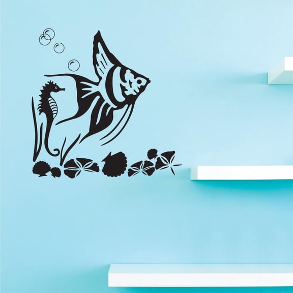Custom Decals Rainbow Fish Wall Art Size: 18 Inches x 18 Inches Color: Black