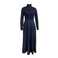thumbnail image 3 of Uootdi Womens Maxi Dresses Turtleneck Long Sleeve Waist Flared Hem Slim Fit Formal Dresses Evening Gowns Office Elegant Style（No Belted ） Gift, 3 of 5