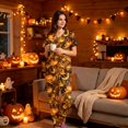 thumbnail image 2 of 2026 New Halloween Scrub Set for Woman, V-Neck Short Sleeve Top & Pants Medical Uniform for Nurses, Healthcare Workers with Pockets, 02-Gold, L, 2 of 5