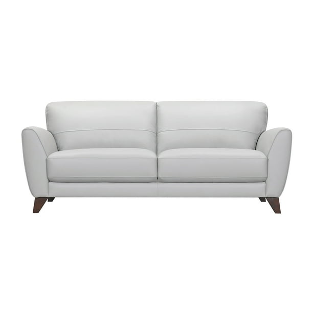 Jedd Contemporary Sofa In Genuine Dove, Dove Grey Leather Sofa