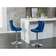 thumbnail image 2 of Swivel Bar Stools Set of 2, Home Pub and Kitchen Bar Chairs, Velvet Upholstered Counter Stools with Backrest and Footrest, Height Adjustable Barstools for Dining Room, Blue & Silver, 2 of 7