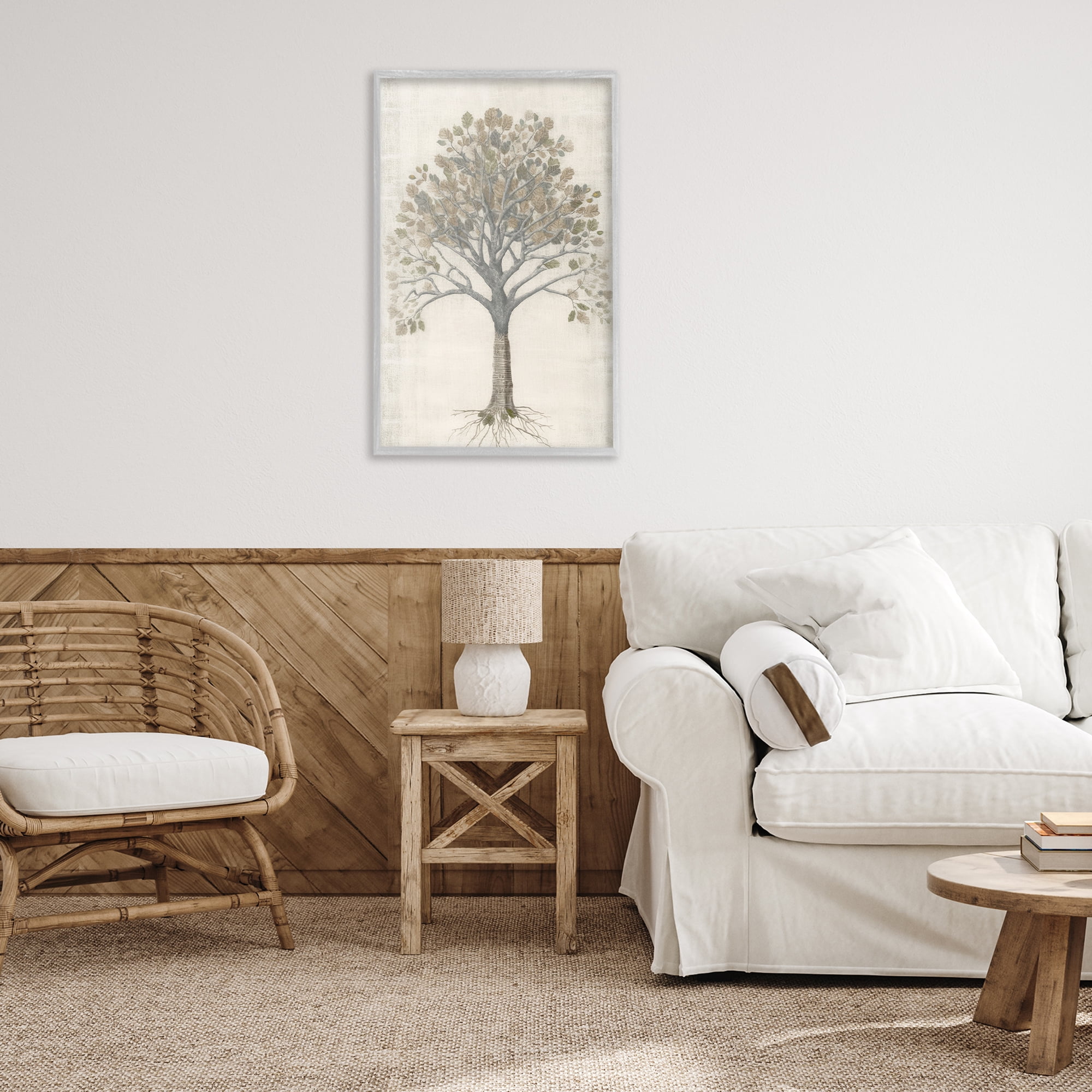 Stupell Industries Wise Tree Impression Botanical & Floral Drawing Gray Framed Art Print Wall Art, 20 x 30