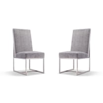 Manhattan Comfort Element 18.9" Velvet Dining Chair in Gray (Set of 2)