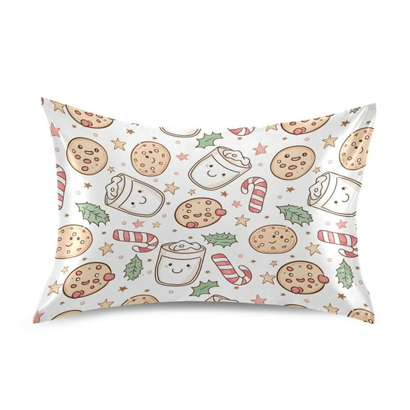 Christmas Snack Pattern Standard Size Satin Pillowcase 20''x26'' Double-Sided Print Soft Wrinkle Resistant