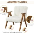 thumbnail image 4 of CRXX Boucle Fabric Mid Century Accent Chair, Modern Upholstered Living Room Chairs with Solid Wood Legs, Reading Armchair for Small Spaces Bedroom, White, 4 of 9