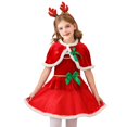 thumbnail image 4 of Elf Outfit for Girls Short Sleeve Christmas Elf Dress Girls Hat Set Party Dress Christmas Outfits for Girls Size 7-8 years, 4 of 7