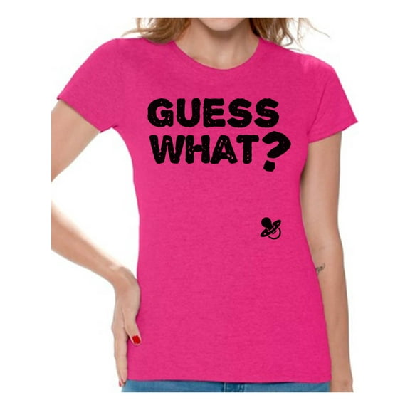 Awkward Styles Guess What Tshirt for Girlfriend I'm Pregnant Shirts Clothes for Ladies Womens Pregnancy Announcement T-Shirt for Ladies Pregnancy T-Shirt for Her Pregnancy Reveal Shirts for Women