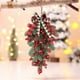 thumbnail image 1 of Árbol de Navidad invertido con bolas rojas, adornos galvanizados y lazo de cinta a cuadros | Decoración navideña para colgar en la ventana, 1 of 5